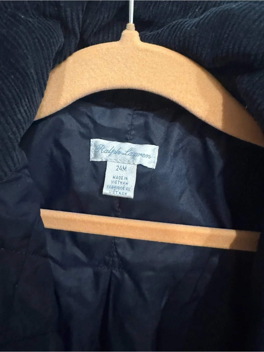 Girls' Ralph Lauren Quilted Pink Coat with Navy Trim - Kids Jacket - 24 months